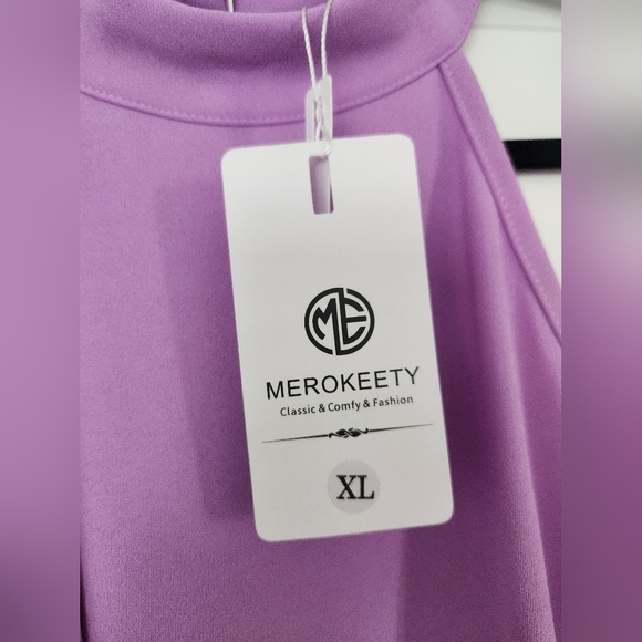 NWT Lavendar Halter Neck Sleeveless Split Midi Dress XL - Picture 5 of 7